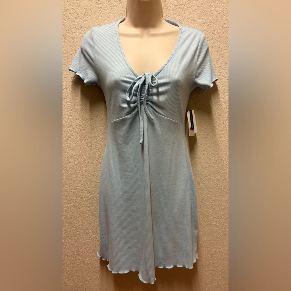 BP Light Blue Ribbed Dress with Tie-Front Sz S NWT